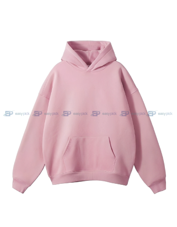 Premium Cotton Fleece Drop-Shoulder Hoodie Pink