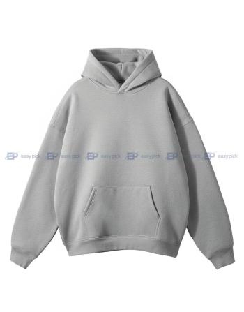 Premium Cotton Fleece Drop-Shoulder Hoodie Ash